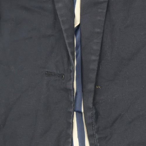 Zara Basic Women’s Blue Cotton Blend Slim Fit Blazer Jacket S