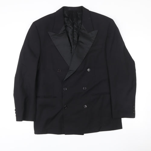 Marks and Spencer St Michael Men’s Black Wool Double-Breasted Peak Lapel Blazer 40in Chest M