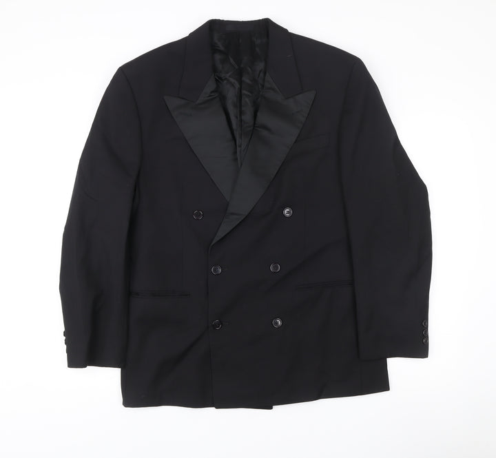 Marks and Spencer St Michael Men’s Black Wool Double-Breasted Peak Lapel Blazer 40in Chest M