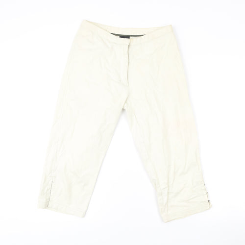 Elle Women White Chino Shorts M Regular Cotton Casual Zip