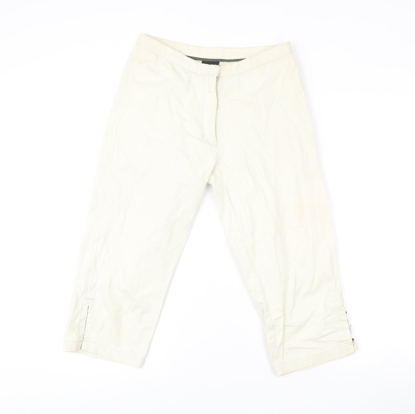 Elle Women White Chino Shorts M Regular Cotton Casual Zip