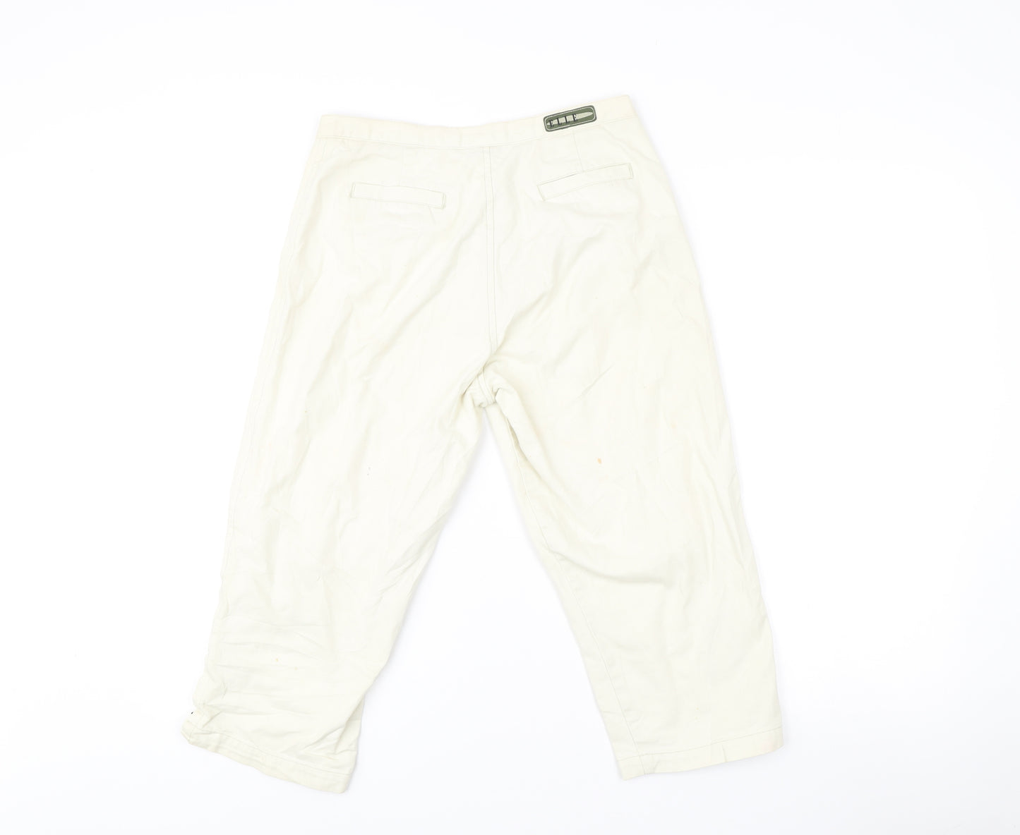 Elle Women White Chino Shorts M Regular Cotton Casual Zip