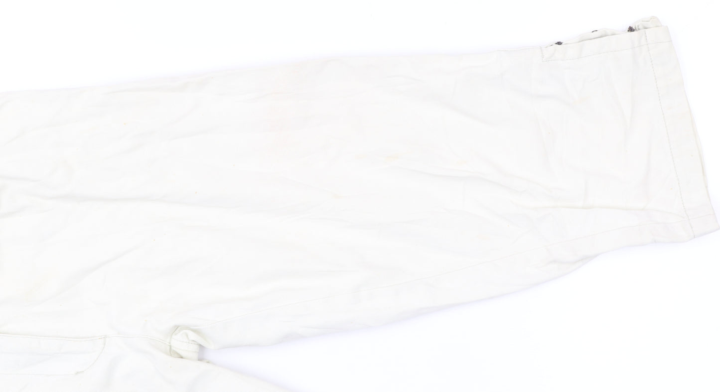 Elle Women White Chino Shorts M Regular Cotton Casual Zip