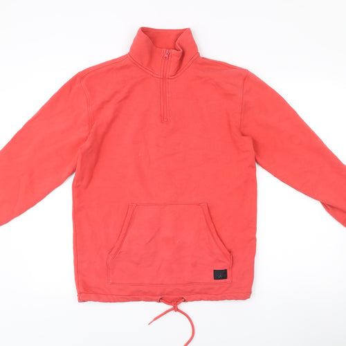 Vans Mens Red Small 1/4 Zip High Neck Sweatshirt with Pocket