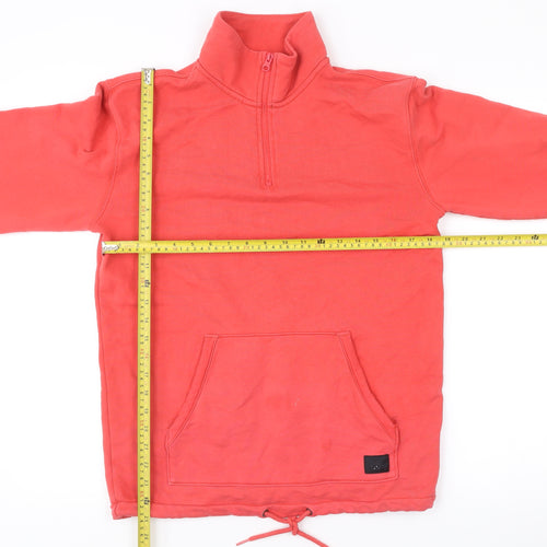 Vans Mens Red Small 1/4 Zip High Neck Sweatshirt with Pocket