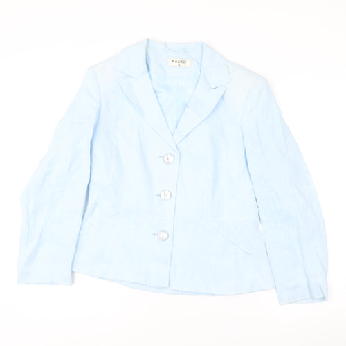 Kaliko Women’s Blue Linen Blazer Size 10 Workwear Jacket