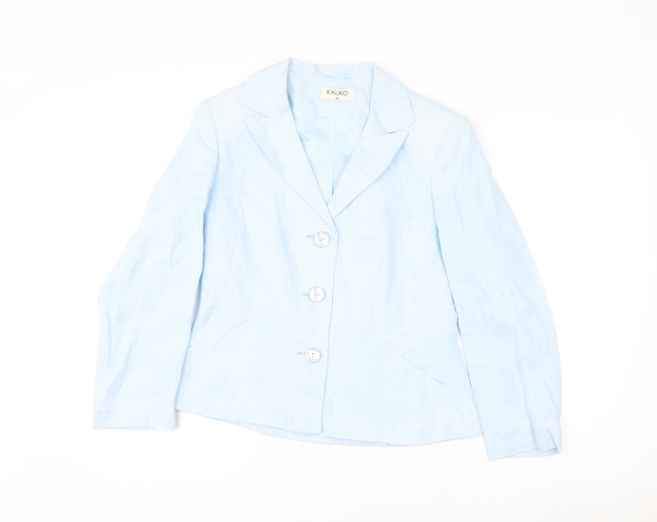 Kaliko Women’s Blue Linen Blazer Size 10 Workwear Jacket