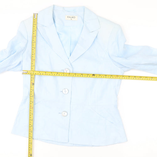 Kaliko Women’s Blue Linen Blazer Size 10 Workwear Jacket