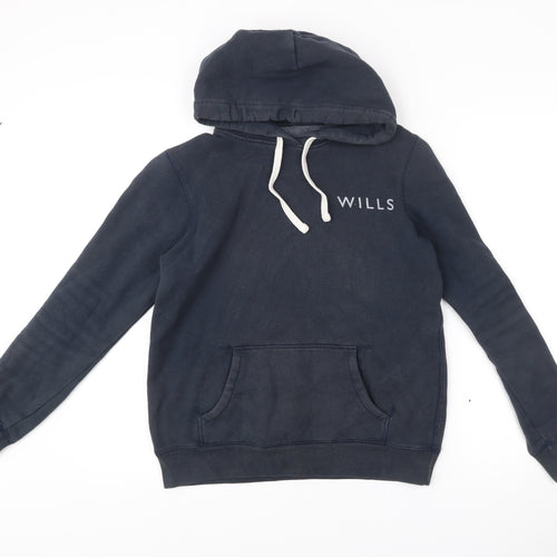 Jack Wills Womens Navy Blue Hoodie UK 10 Pullover Cotton Blend Logo