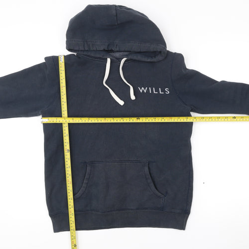 Jack Wills Womens Navy Blue Hoodie UK 10 Pullover Cotton Blend Logo