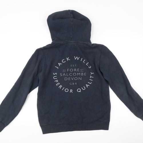 Jack Wills Womens Navy Blue Hoodie UK 10 Pullover Cotton Blend Logo