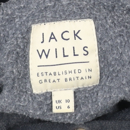 Jack Wills Womens Navy Blue Hoodie UK 10 Pullover Cotton Blend Logo