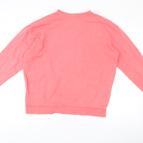 Topshop Womens Pink Cotton Pullover Sweatshirt S Logo Print Casual