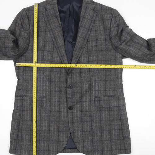 John Lewis Men's Grey Checked Wool Blazer 46L Regular Fit Jacket