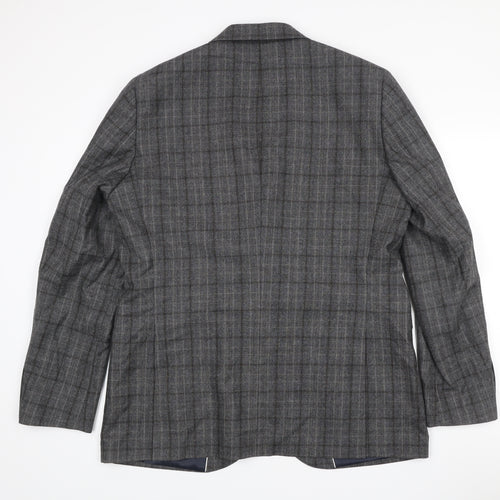 John Lewis Men's Grey Checked Wool Blazer 46L Regular Fit Jacket
