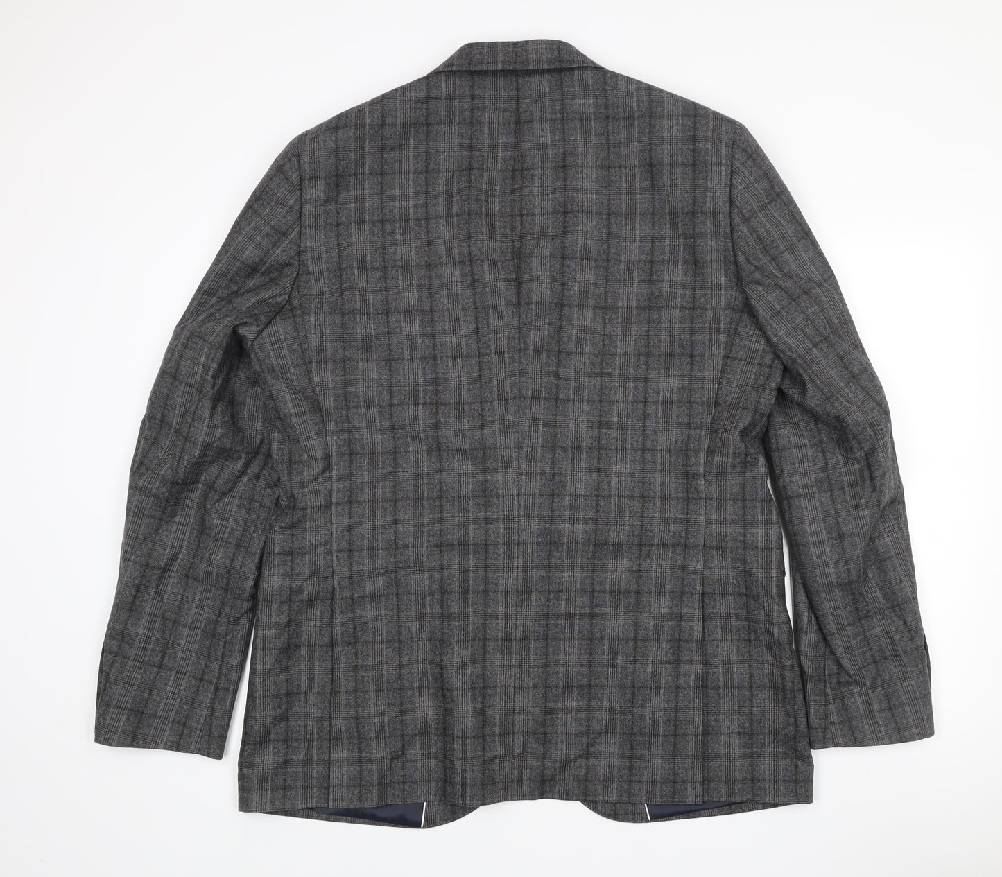 John Lewis Men's Grey Checked Wool Blazer 46L Regular Fit Jacket