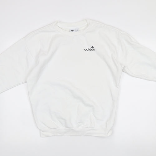 Adidas Womens White XS Pullover Logo Sweatshirt Long Sleeve