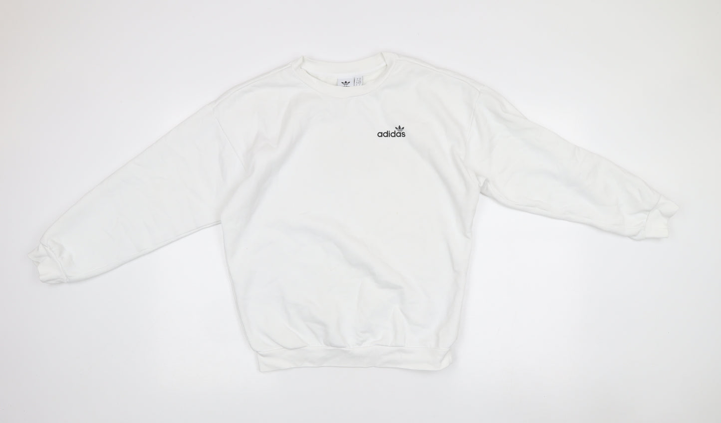Adidas Womens White XS Pullover Logo Sweatshirt Long Sleeve
