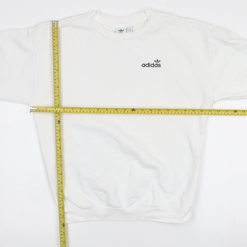 Adidas Womens White XS Pullover Logo Sweatshirt Long Sleeve