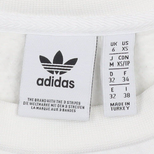 Adidas Womens White XS Pullover Logo Sweatshirt Long Sleeve