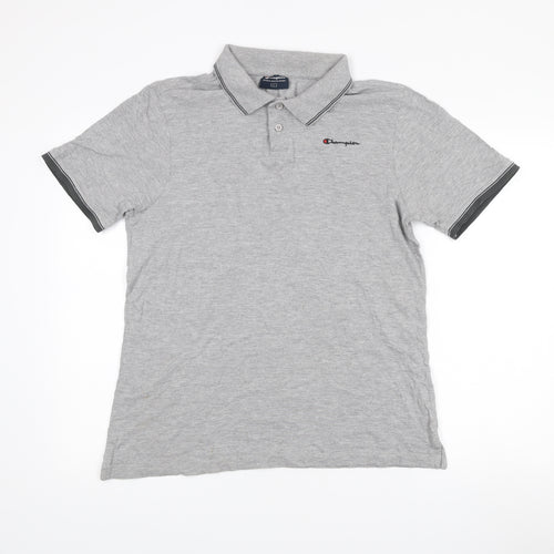 Champion Men’s Grey Polo Shirt L Regular Fit Short Sleeve
