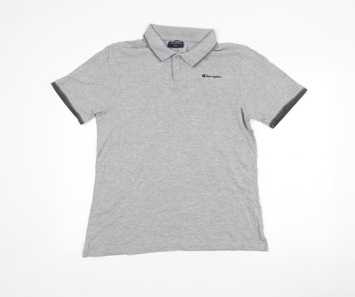 Champion Men’s Grey Polo Shirt L Regular Fit Short Sleeve