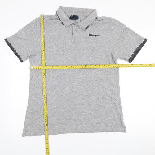 Champion Men’s Grey Polo Shirt L Regular Fit Short Sleeve