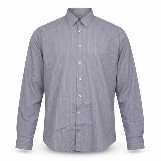 Unworth Black Men’s Grey Striped Cotton Formal Dress Shirt 16” Collar
