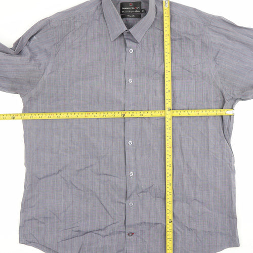 Unworth Black Men’s Grey Striped Cotton Formal Dress Shirt 16” Collar