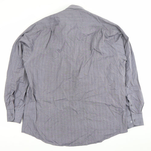 Unworth Black Men’s Grey Striped Cotton Formal Dress Shirt 16” Collar