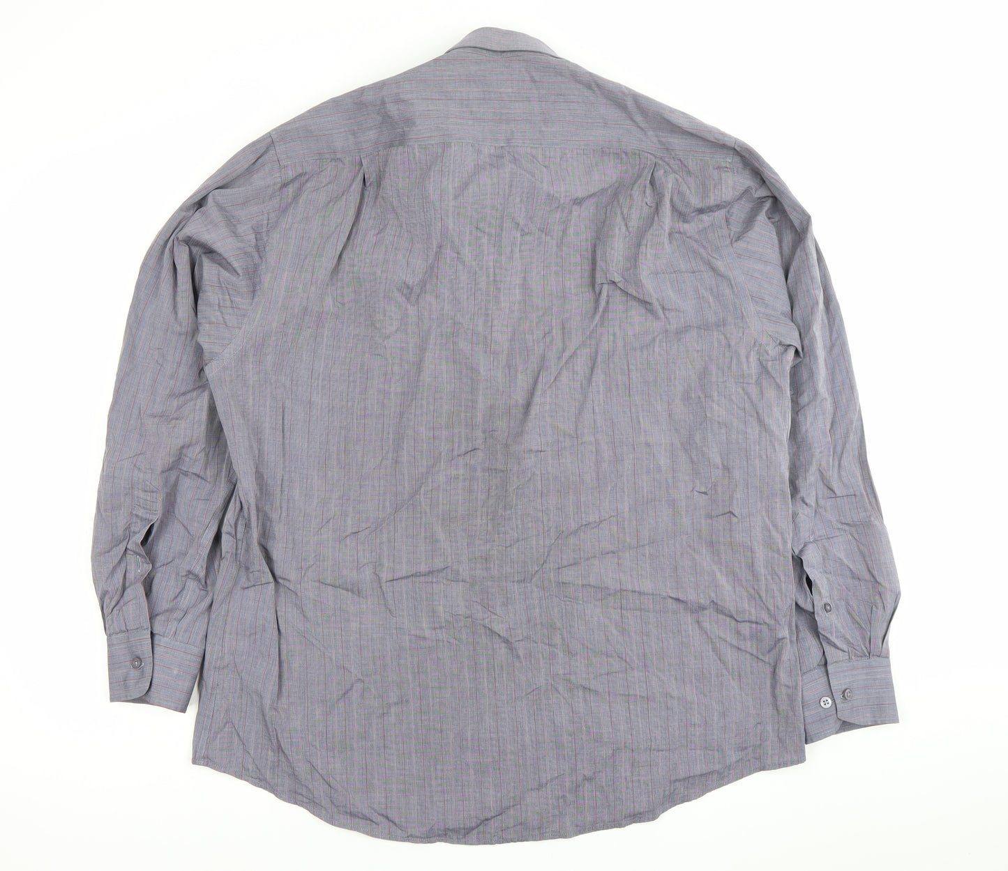 Unworth Black Men’s Grey Striped Cotton Formal Dress Shirt 16” Collar
