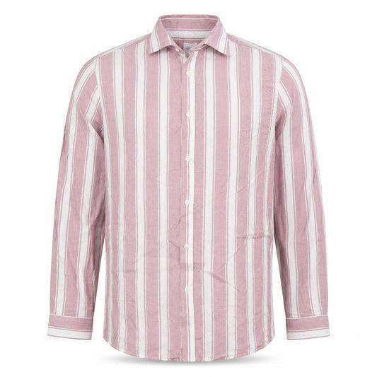 Burton Menswear Men’s Red Striped Cotton Long Sleeve Dress Shirt L 42-44 in