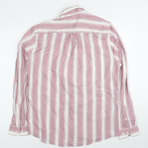 Burton Menswear Men’s Red Striped Cotton Long Sleeve Dress Shirt L 42-44 in