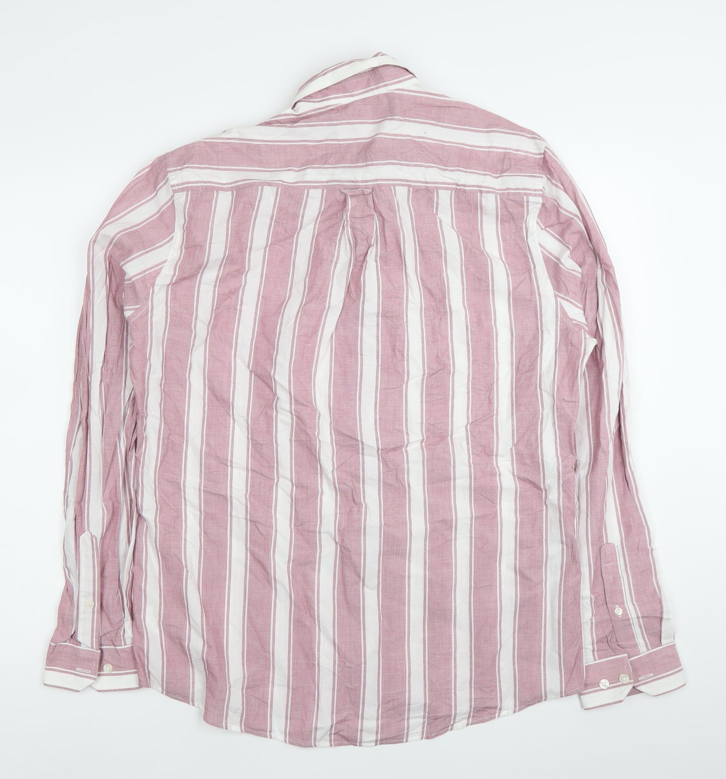Burton Menswear Men’s Red Striped Cotton Long Sleeve Dress Shirt L 42-44 in