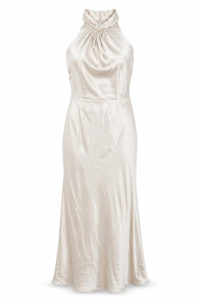 STYLECHEAT Women’s Beige Halter Slip Maxi Dress UK 10 Polyester