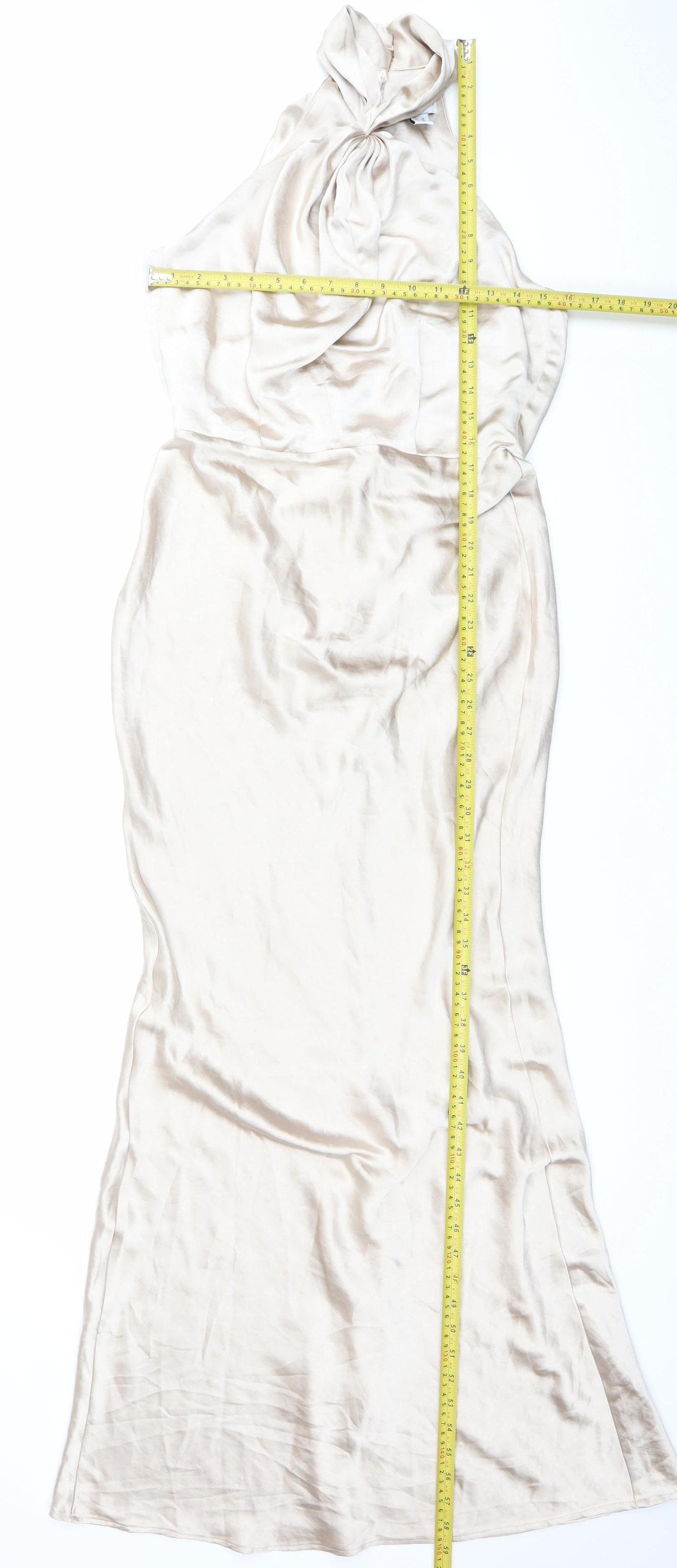 STYLECHEAT Women’s Beige Halter Slip Maxi Dress UK 10 Polyester