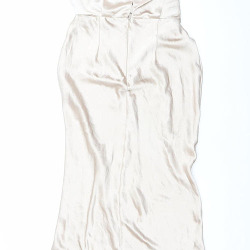 STYLECHEAT Women’s Beige Halter Slip Maxi Dress UK 10 Polyester