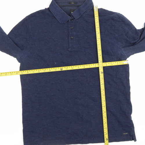 Hugo Boss Men’s Blue XL Long Sleeve Polo Shirt Cotton Stretch
