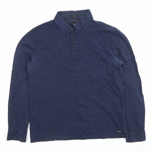 Hugo Boss Men’s Blue XL Long Sleeve Polo Shirt Cotton Stretch