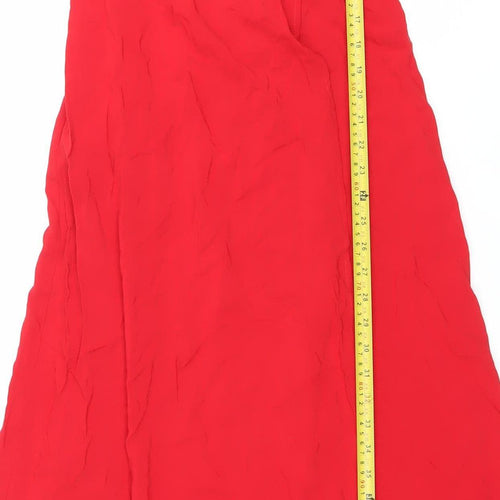 H&M Women’s Red Viscose Slip Dress Size 6 Long Strappy Summer