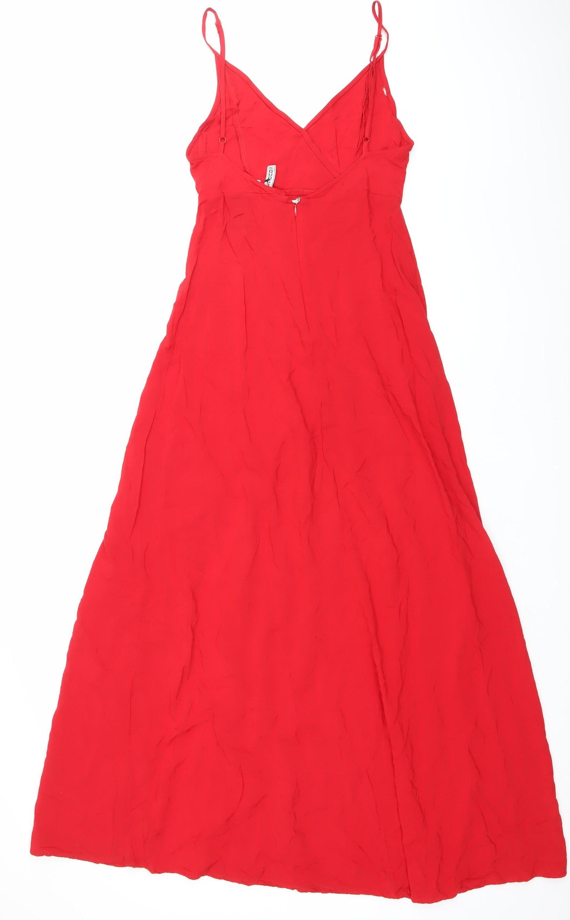 h&m sleeveless maxi dress H&M Trend Womens Size 4 Tan Empire Waist Ruffle Sleeveless Maxi Flowy Dress New