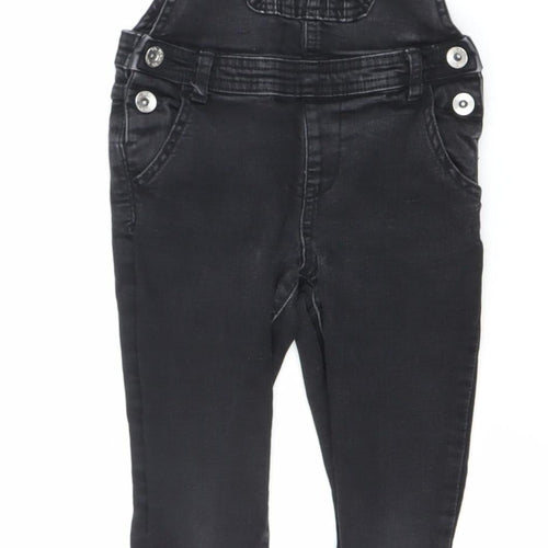 Denim Co Girls Black Skinny Dungaree Jeans 6-7 Years Stretch Adjustable
