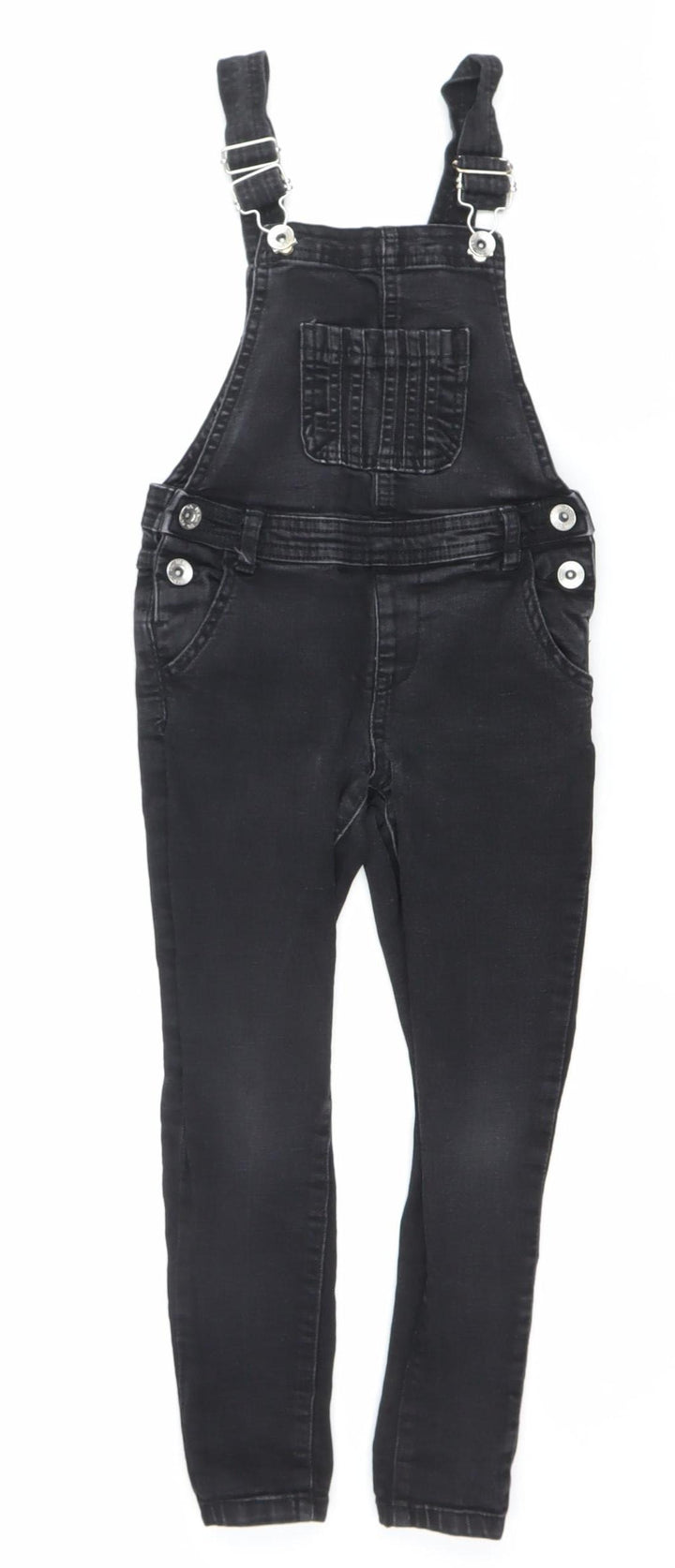 Denim Co Girls Black Skinny Dungaree Jeans 6-7 Years Stretch Adjustable