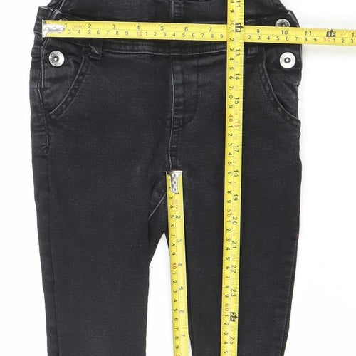 Denim Co Girls Black Skinny Dungaree Jeans 6-7 Years Stretch Adjustable