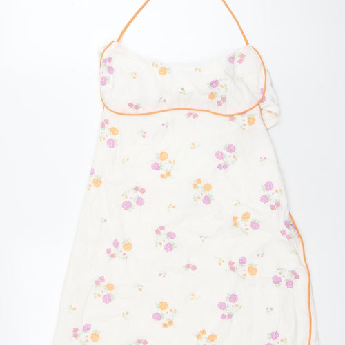 Sky to Moon Women’s White Floral Halter Slip Dress M Summer Boho Party