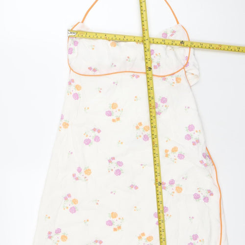 Sky to Moon Women’s White Floral Halter Slip Dress M Summer Boho Party