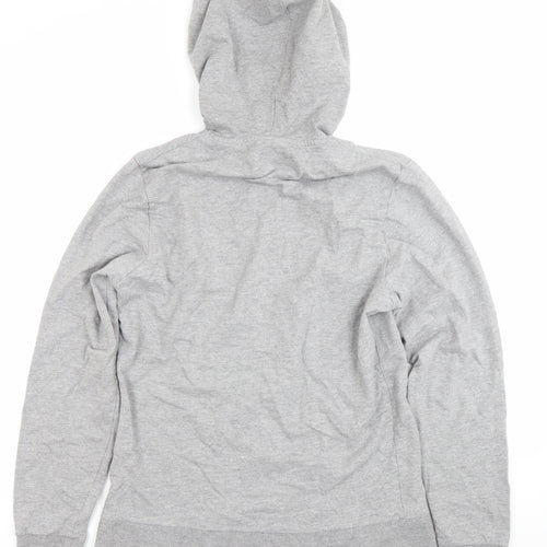 Jack & Jones Mens Grey Pullover Hoodie M Logo Print Casual Cotton