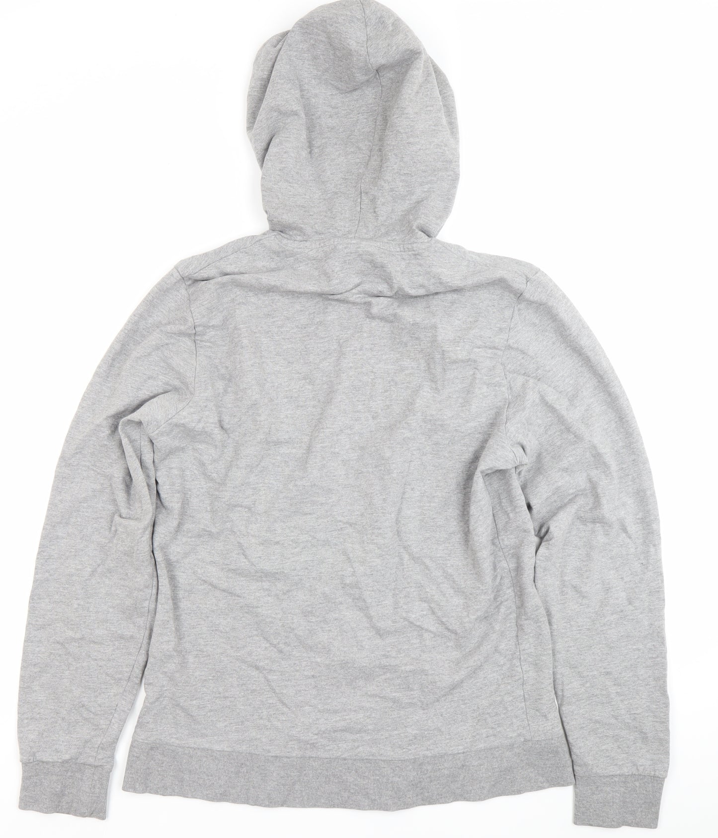 Jack & Jones Mens Grey Pullover Hoodie M Logo Print Casual Cotton