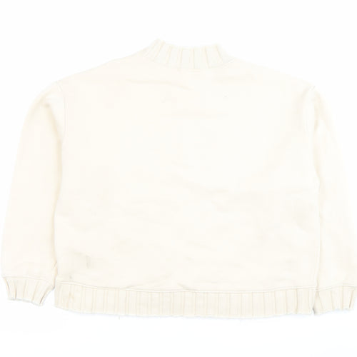 Zara Women Ivory Cotton Blend Sweatshirt Size M Crew Neck