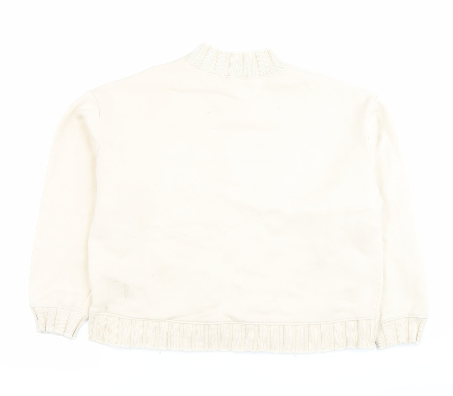 Zara Women Ivory Cotton Blend Sweatshirt Size M Crew Neck